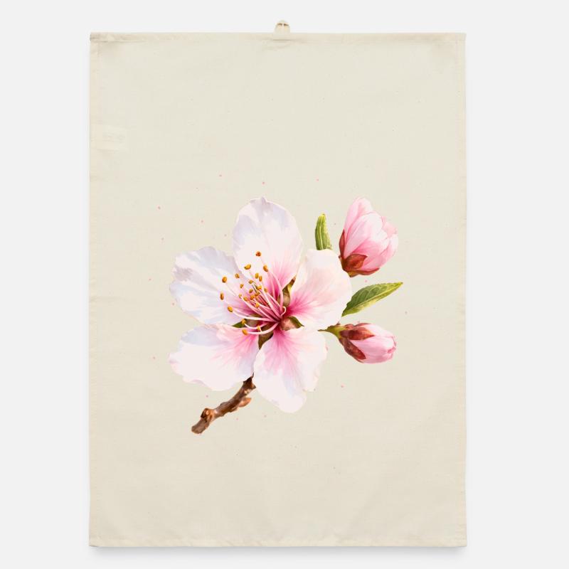 Fleurs d’amandier, fleur rose de printemps, fleur de printemps Torchon bio