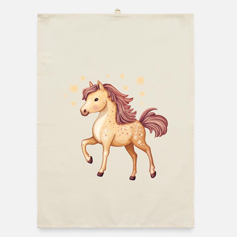 Cheval mignon avec des étoiles Torchon bio