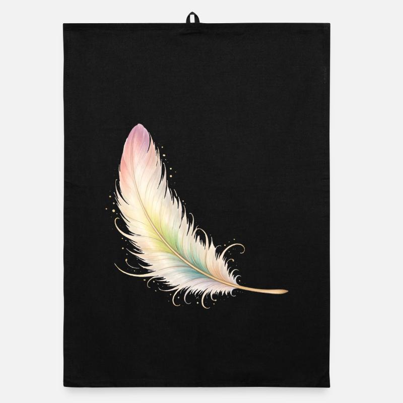 Zarte Feder Pastell Elegant Boho Design Organic Geschirrtuch