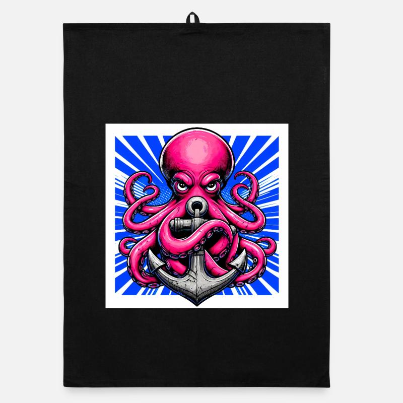 Oktopus umarmt einen Anker Organic Geschirrtuch