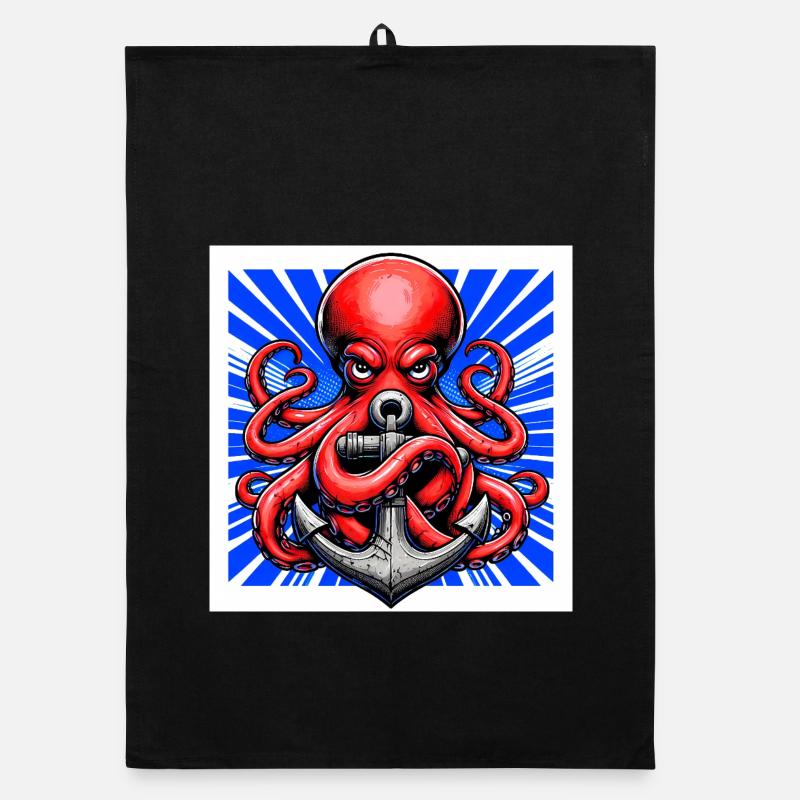 Oktopus umarmt einen Anker Organic Geschirrtuch