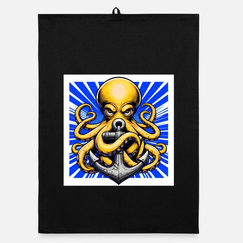 Oktopus umarmt einen Anker Organic Geschirrtuch