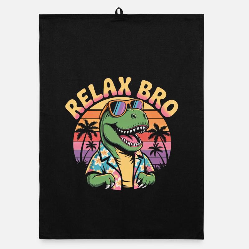 Relax Bro Retro T-Rex Dinosaur Torchon bio