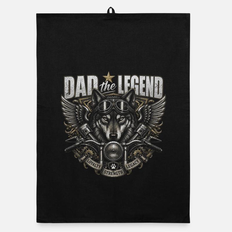 Father Legend Biker Wolves – Vatertag Organic Geschirrtuch