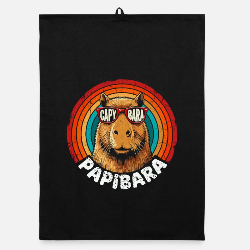 Capybara Retro Regenbogen Sonnenbrille Organic Geschirrtuch