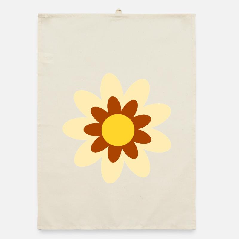 70s Flower Pattern Hippie Gift Organic dish towel