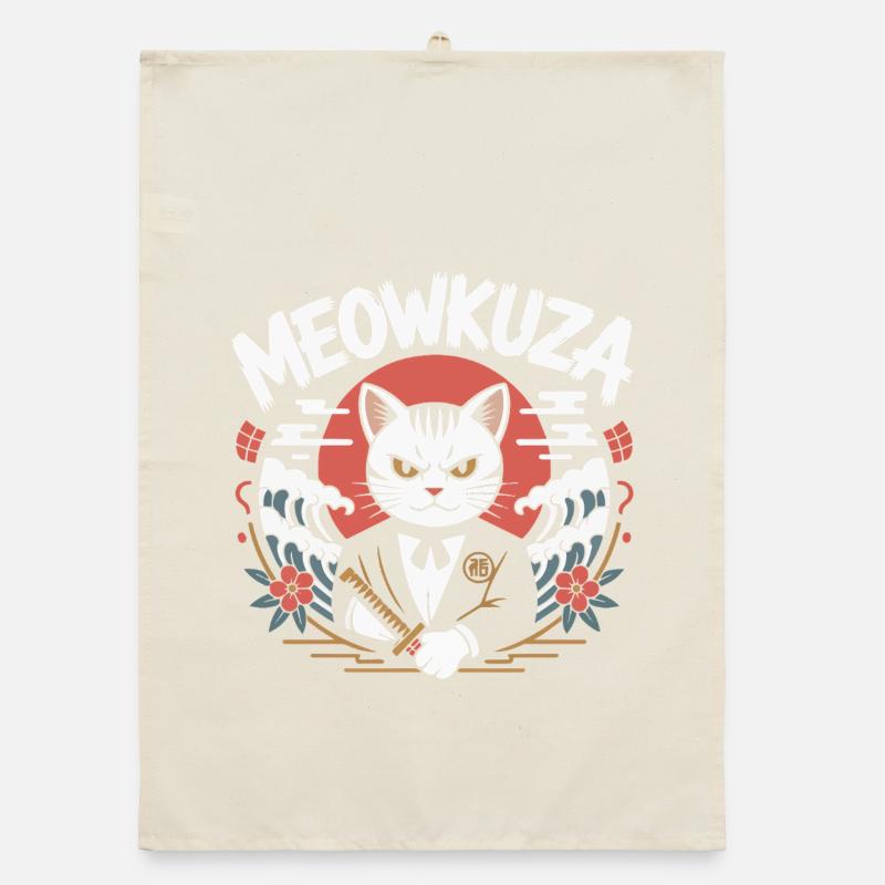 Épée de chat Meowkuza Épée du Japon Vagues de Samouraï Torchon bio