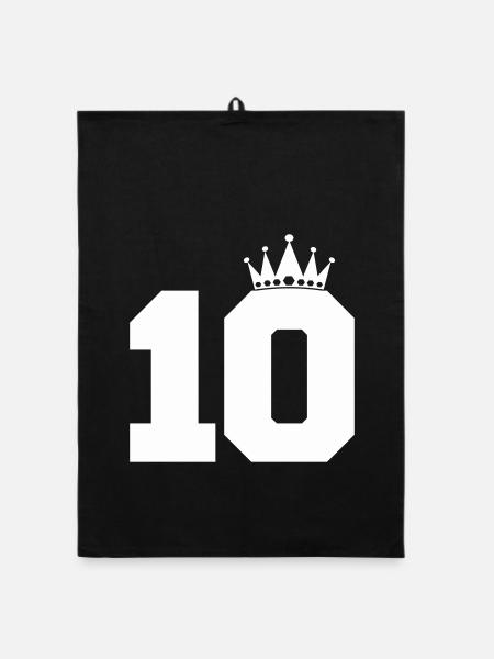 Royal Ten with Crown - Organic dish towel - black - Front