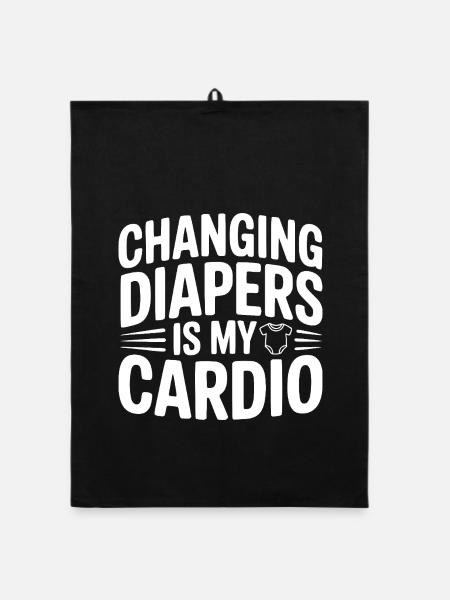 Changing Diapers Is My Cardio - Organic dish towel - black - Front