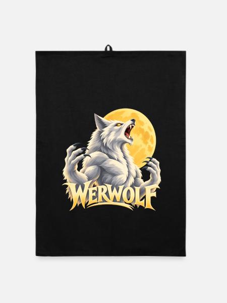 Werwolf Mondlicht Kraft - Organic Geschirrtuch - Schwarz