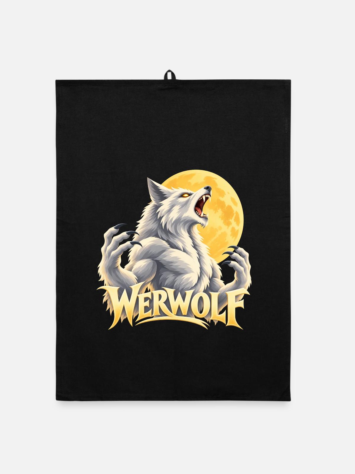 Werwolf Mondlicht Kraft - Organic Geschirrtuch - Schwarz - Vorne