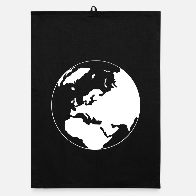 A world map - Organic dish towel - black