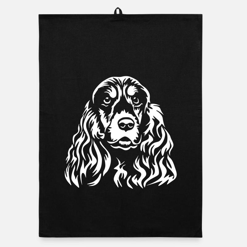 Cocker Spaniel Kopf "Black Edition" - Organic Geschirrtuch - Schwarz