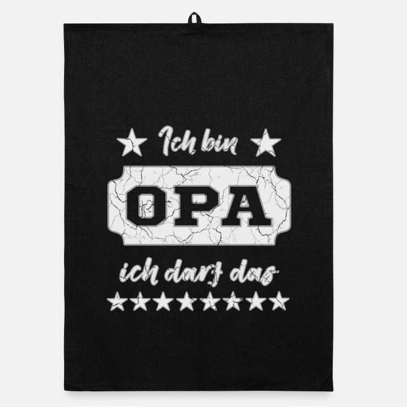 Lustiger Opa Spruch - Organic Geschirrtuch - Schwarz
