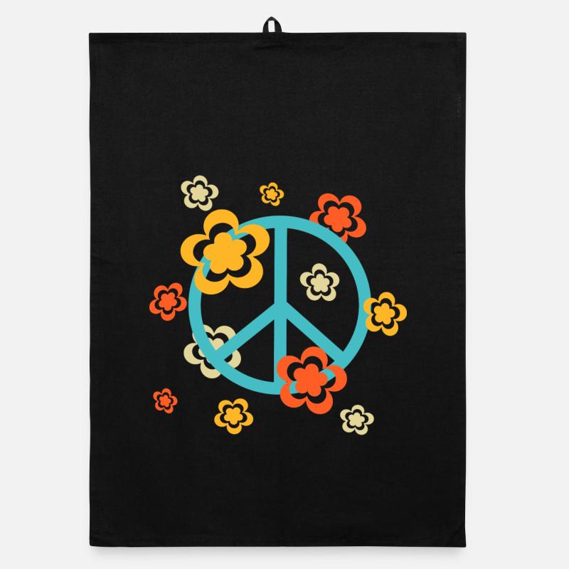 70s Flower Pattern Organic dish towel