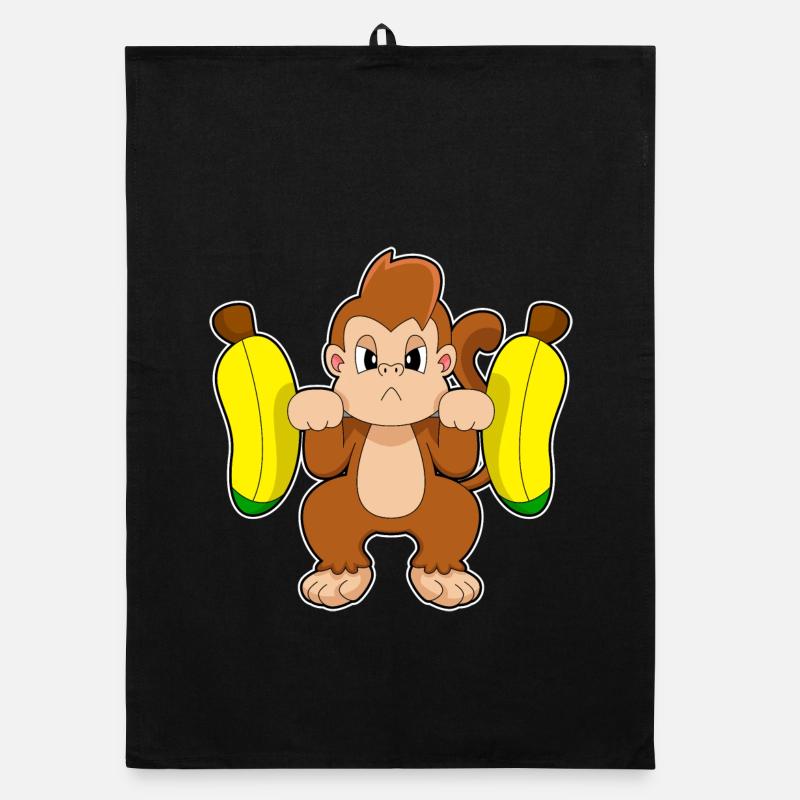 Monkey Bodybuilder Barbell Bodybuilding Organic dish towel