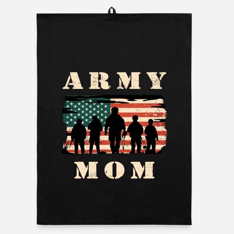 Mère de l'armée avec drapeau américain Torchon bio