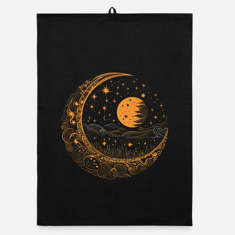 Lune avec étoiles Torchon bio