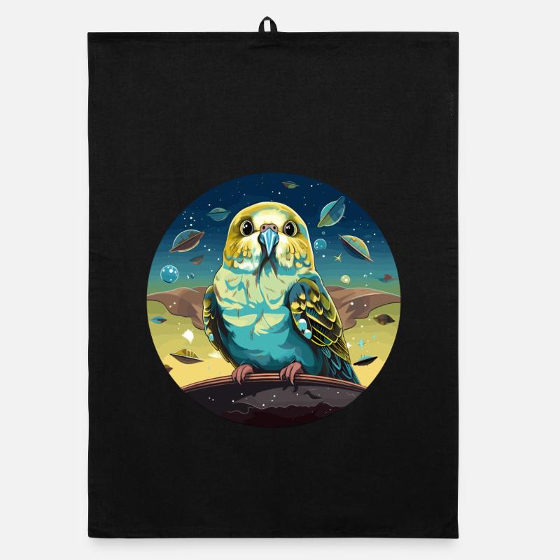 Drôle de perruche avec des ovnis dans l’espace Torchon bio