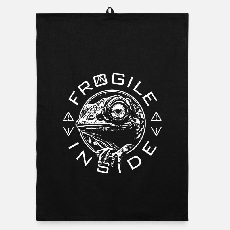 Frogile Inside - Organic dish towel - black