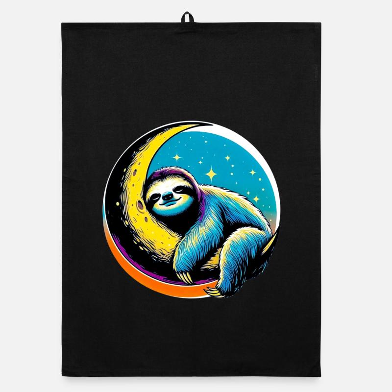 Sloth sleeps on the Moon Organic dish towel