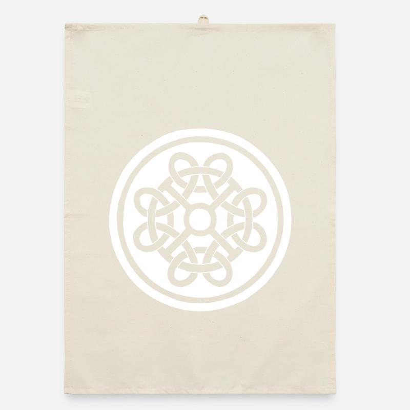 Fleur celte et talisman blanc Torchon bio