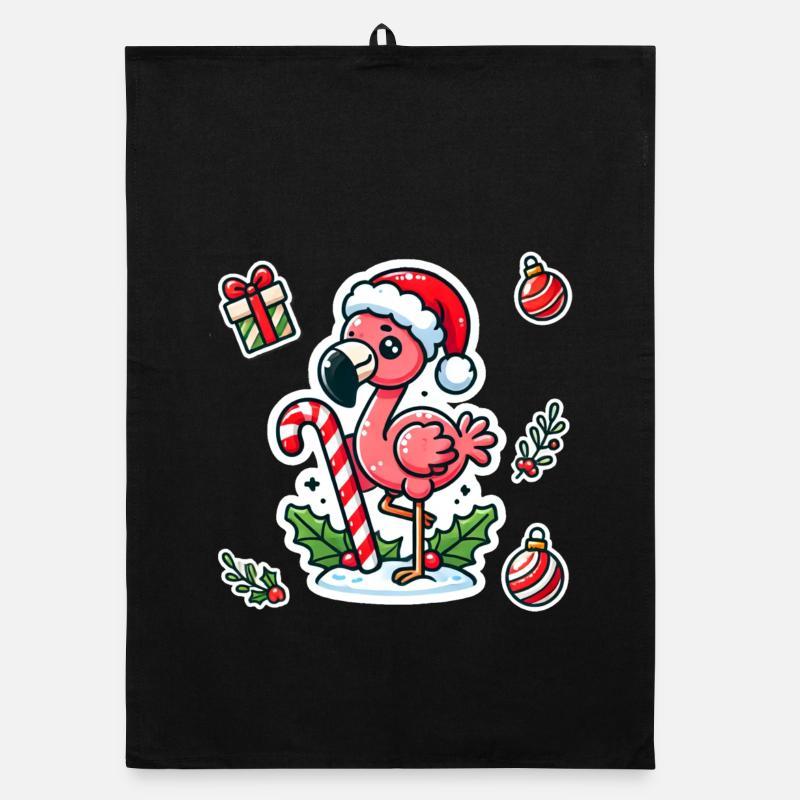 Festive Flamingo Fun Organic dish towel