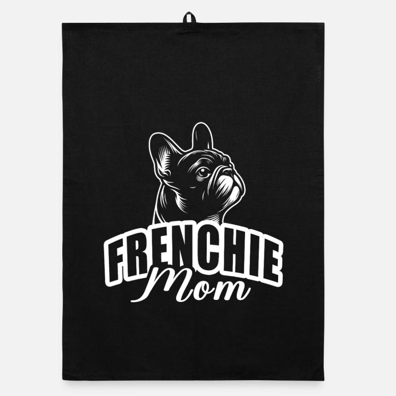 « Frenchie Mom » avec tête de chien Torchon bio