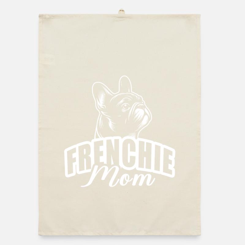 « Frenchie Mom » avec tête de chien Torchon bio