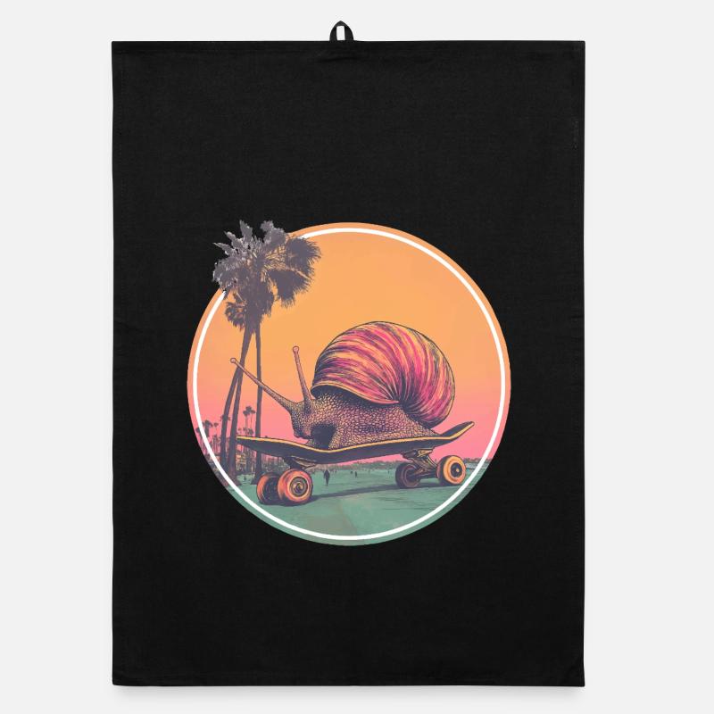 Cool skateboard snail – design rétro réfrigéré Torchon bio