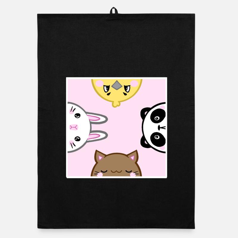 cute animals - Organic Geschirrtuch - Schwarz