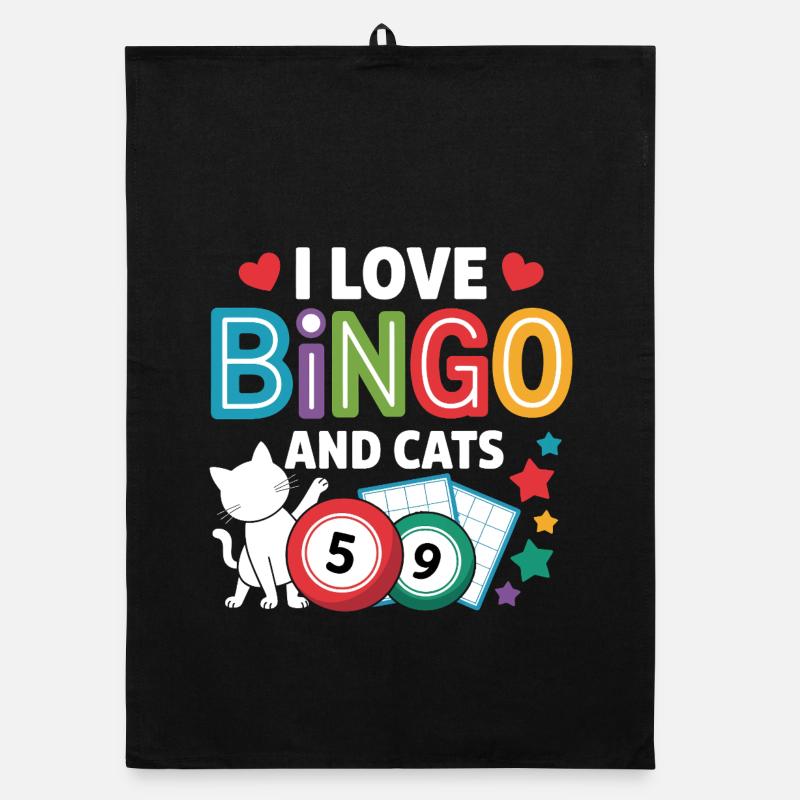 J’aime le bingo et les chats Torchon bio