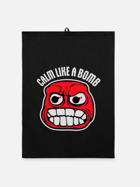 Calm Like Bomb Paradox Irony Humor Explosive Joke - Organic dish towel - black - Front