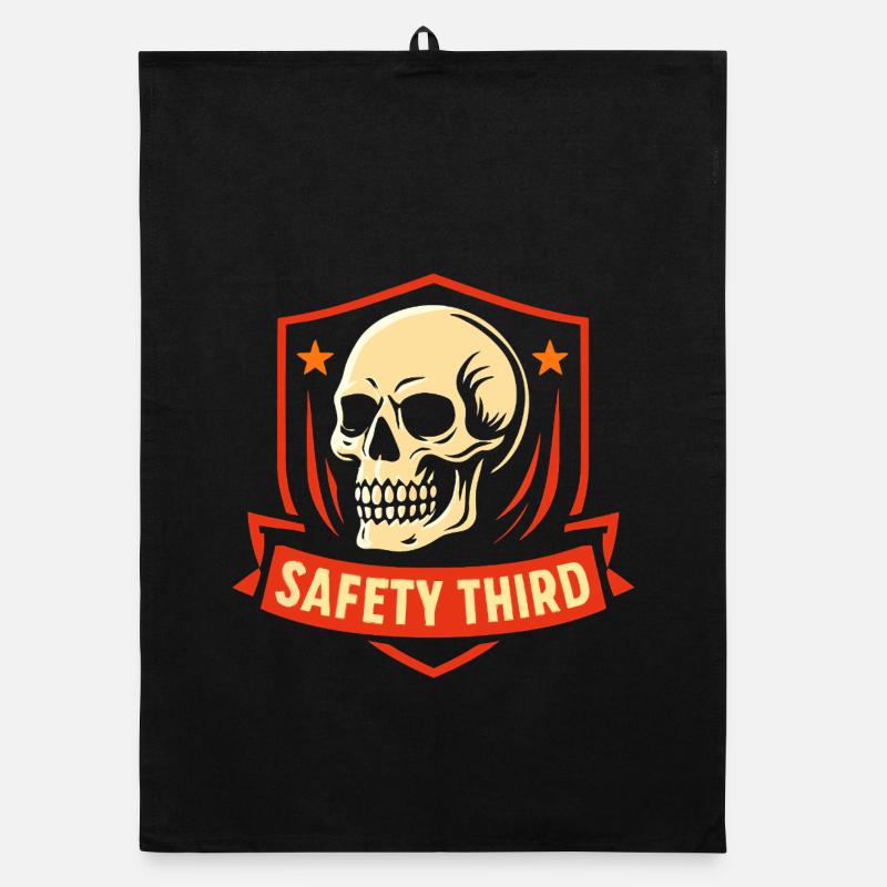 Sicherheit Dritte Abzeichen Schädel Safety Third Organic Geschirrtuch