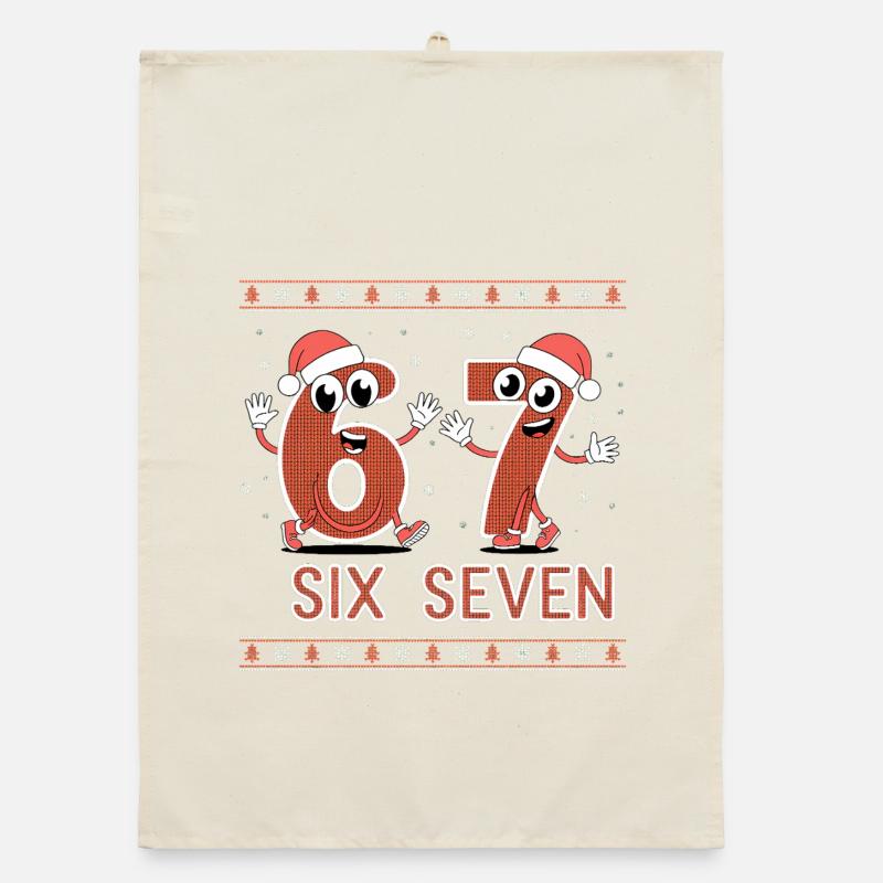 6 7 Six Seven Memes – Christmas Organic dish towel