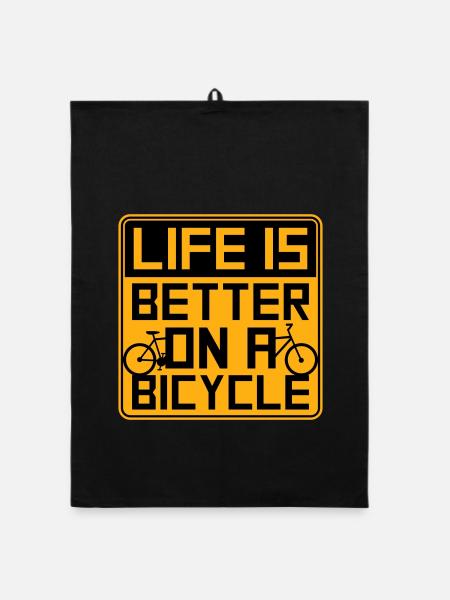 La vie est meilleure à vélo. Cyclisme Sport - Torchon bio - noir - Devant