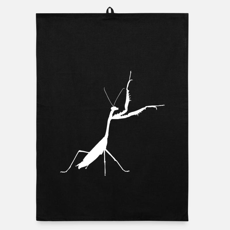 Mante religieuse blanche - Torchon bio - noir