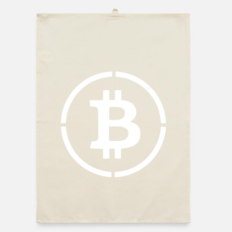 Bitcoin Logo B Symbol Stencil Vector Organic dish towel