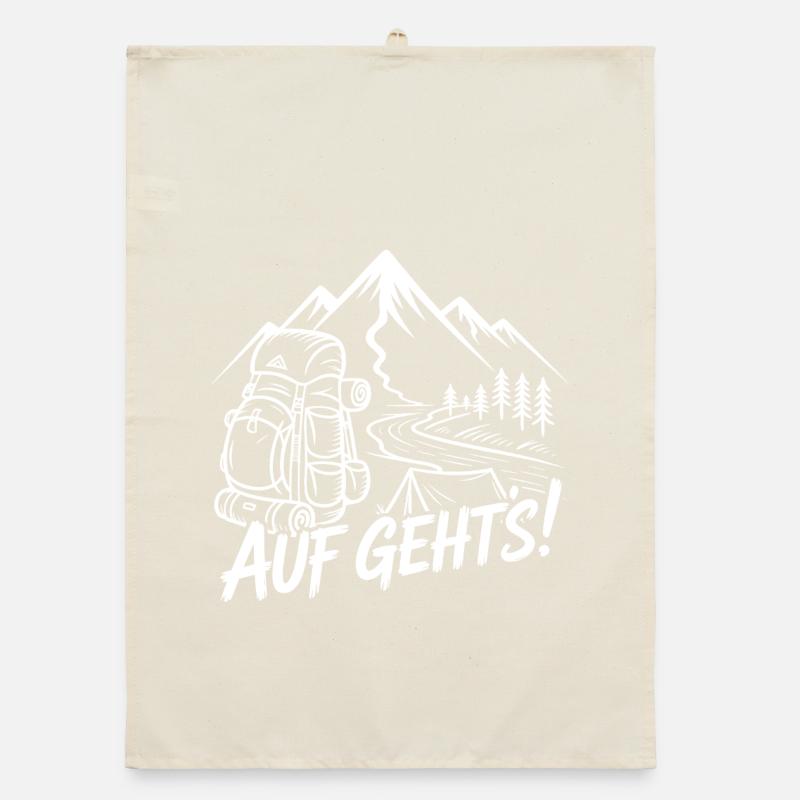 Mountain Adventure Hiking with a Backpack Organic dish towel