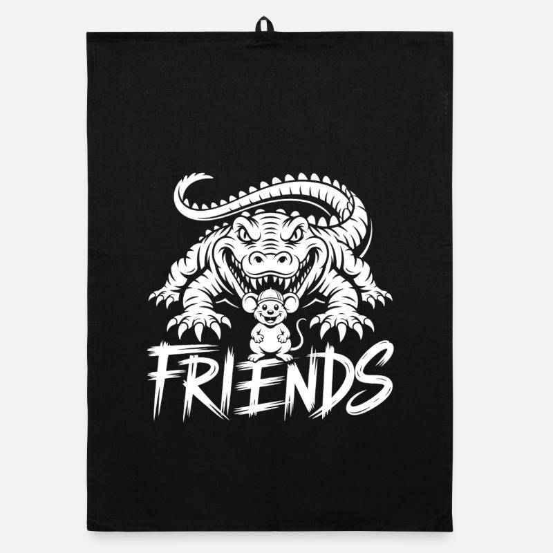 Friends for Life – Crocodile and Mouse Organic dish towel