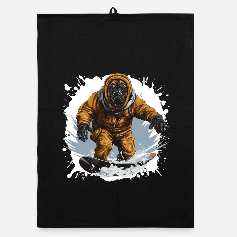 Mastiff Dog Snowboard Organic dish towel