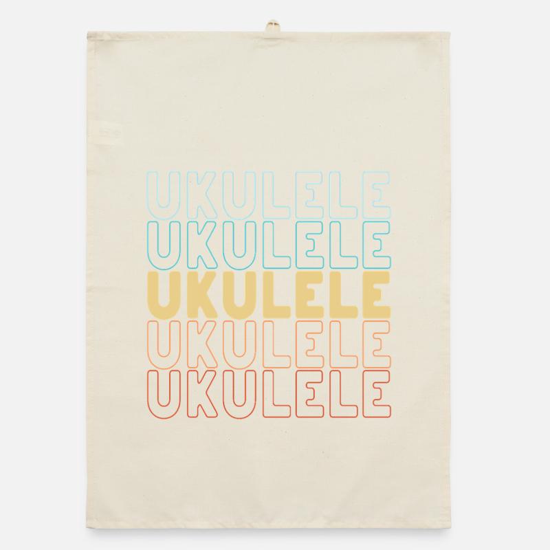 Ukulele typography Organic dish towel