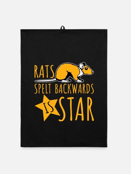 Rats Spelt Backwards Is Star Lustiger Ratte Spruch - Organic Geschirrtuch - Schwarz - Vorne