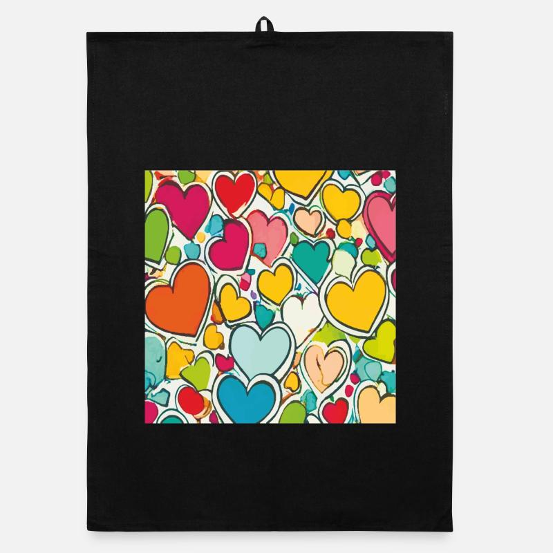 Herz als Aquarell Organic Geschirrtuch