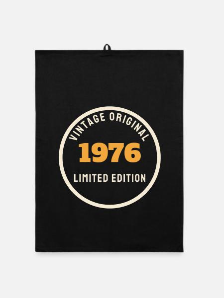 Vintage 1976 Original Limited Edition 50. Geburtst - Organic Geschirrtuch - Schwarz - Vorne