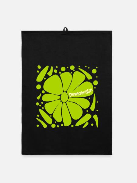 Blumen Demokratie - Organic Geschirrtuch - Schwarz