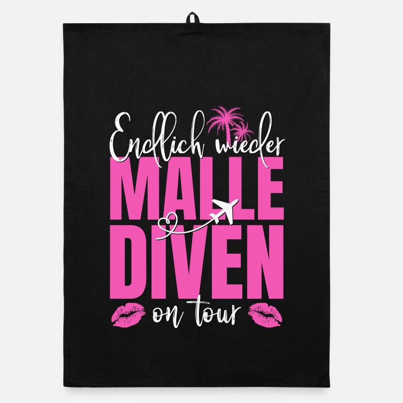 Mallorca Spruch Endlich Wieder Malle Diven On Tour - Organic Geschirrtuch - Schwarz