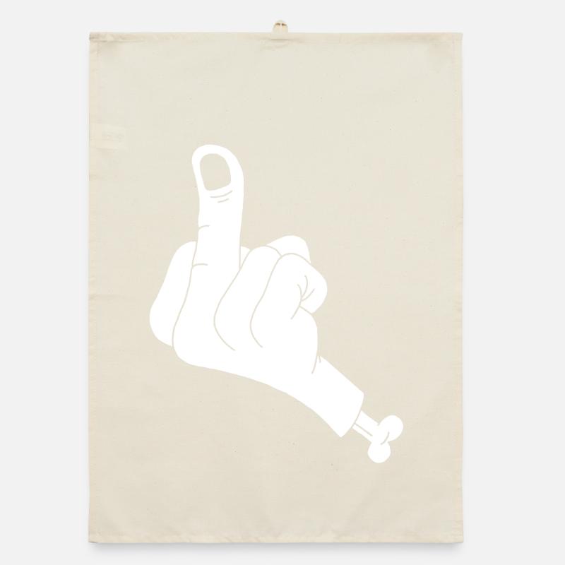 Main coupée et vulgarité (blanc) Torchon bio