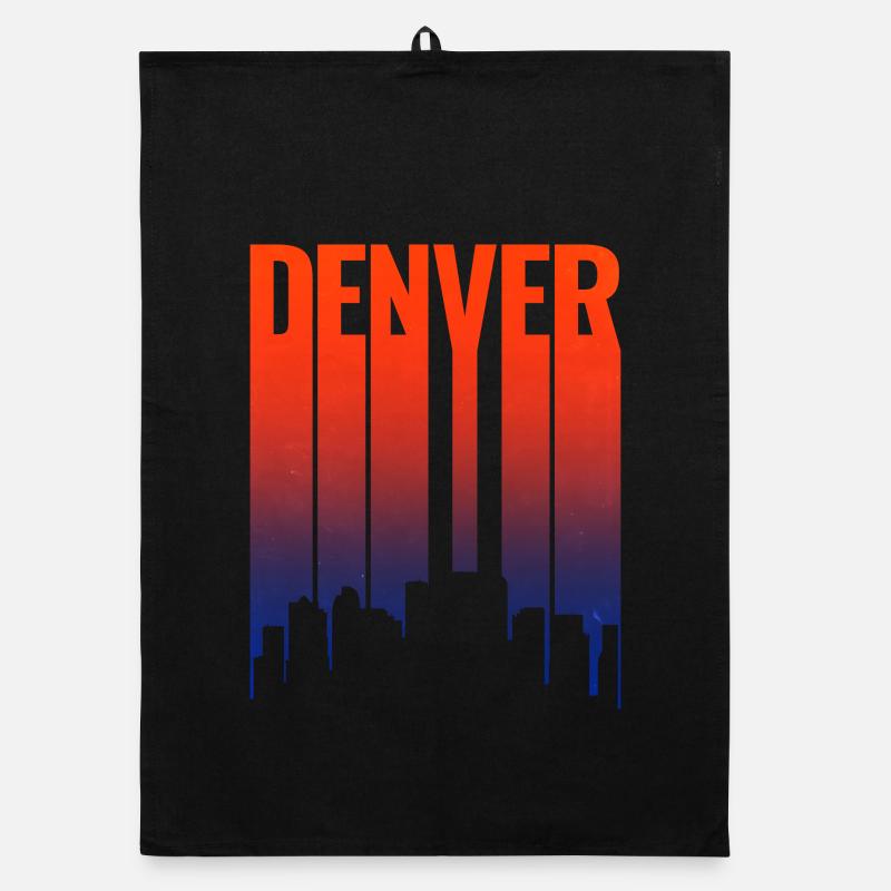 Denver Skyline Sunset Gradient Organic dish towel