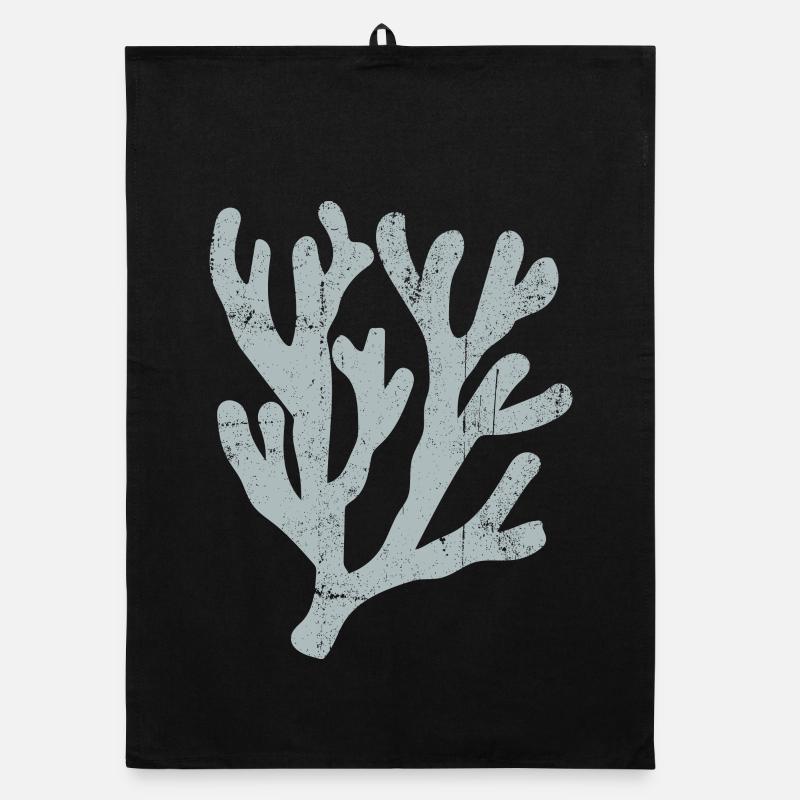 Silhouette de branche de corail pastel Torchon bio